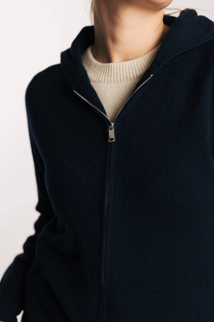 Felpa zip e cappuccio in puro cashmere - Altex Cashmere