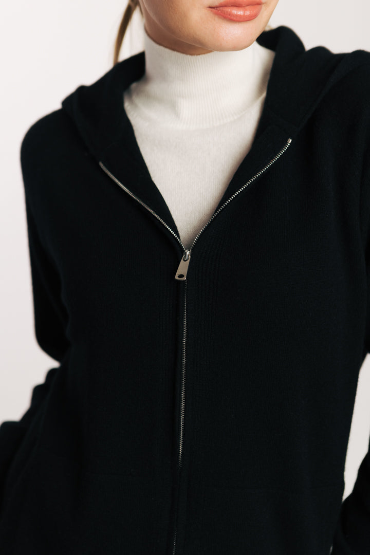 Felpa zip e cappuccio in puro cashmere - Altex Cashmere