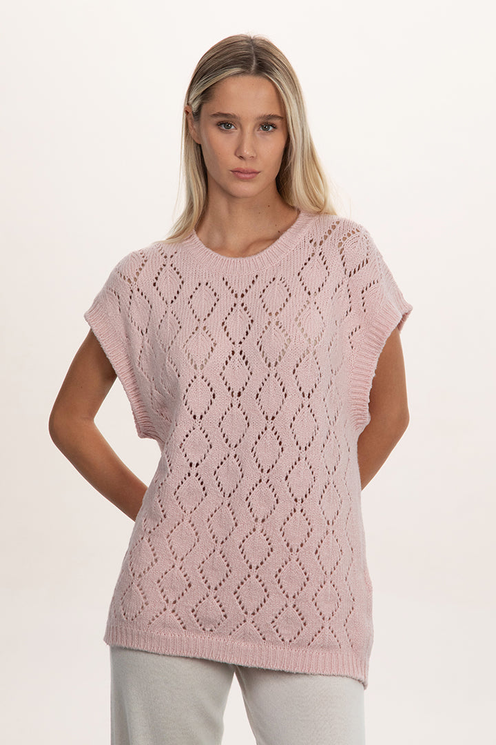 Gilet maglia traforata - Altex Cashmere