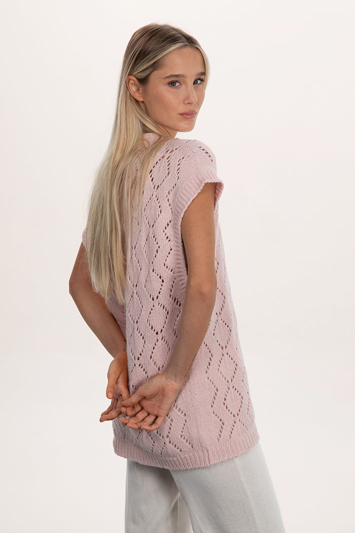 Gilet maglia traforata - Altex Cashmere