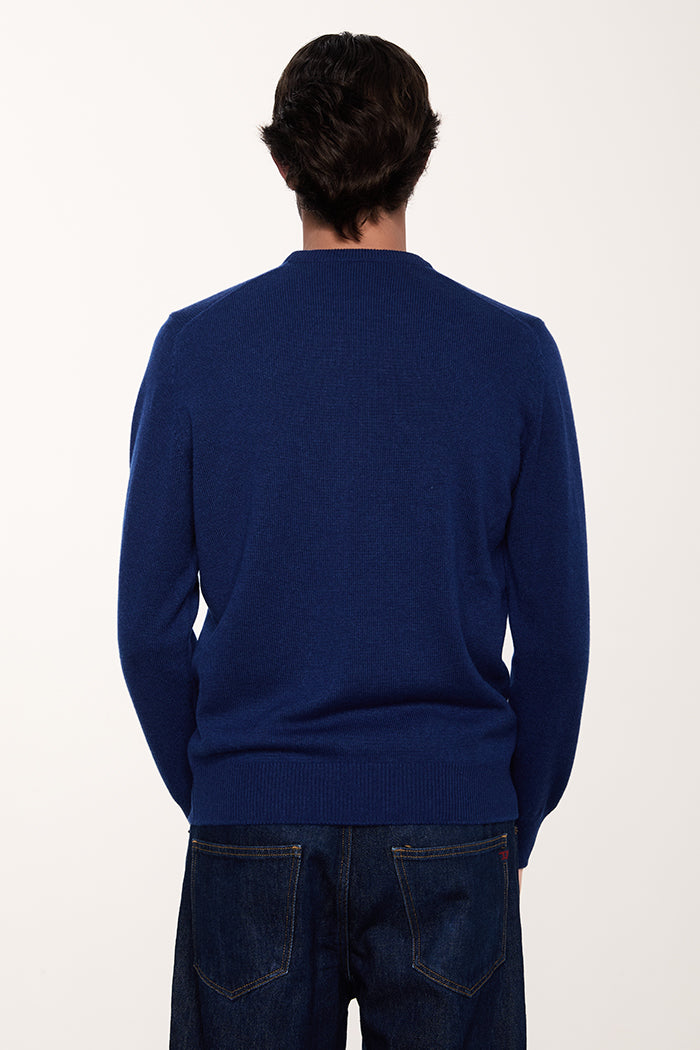 Maglione girocollo doppio filo in puro cashmere