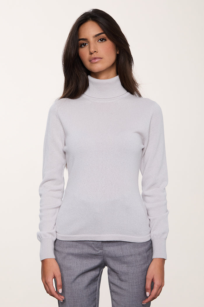 Dolcevita donna in cashmere made in Italy, color ghiaccio