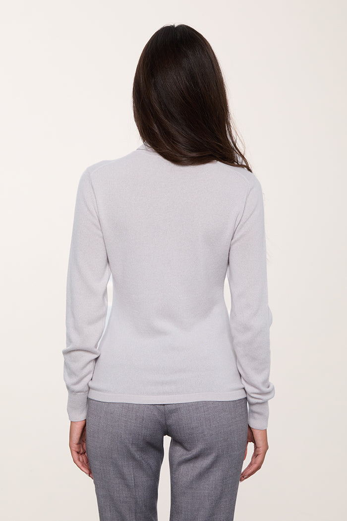 Dolcevita donna in puro cashmere color ghiaccio - Made in Italy.