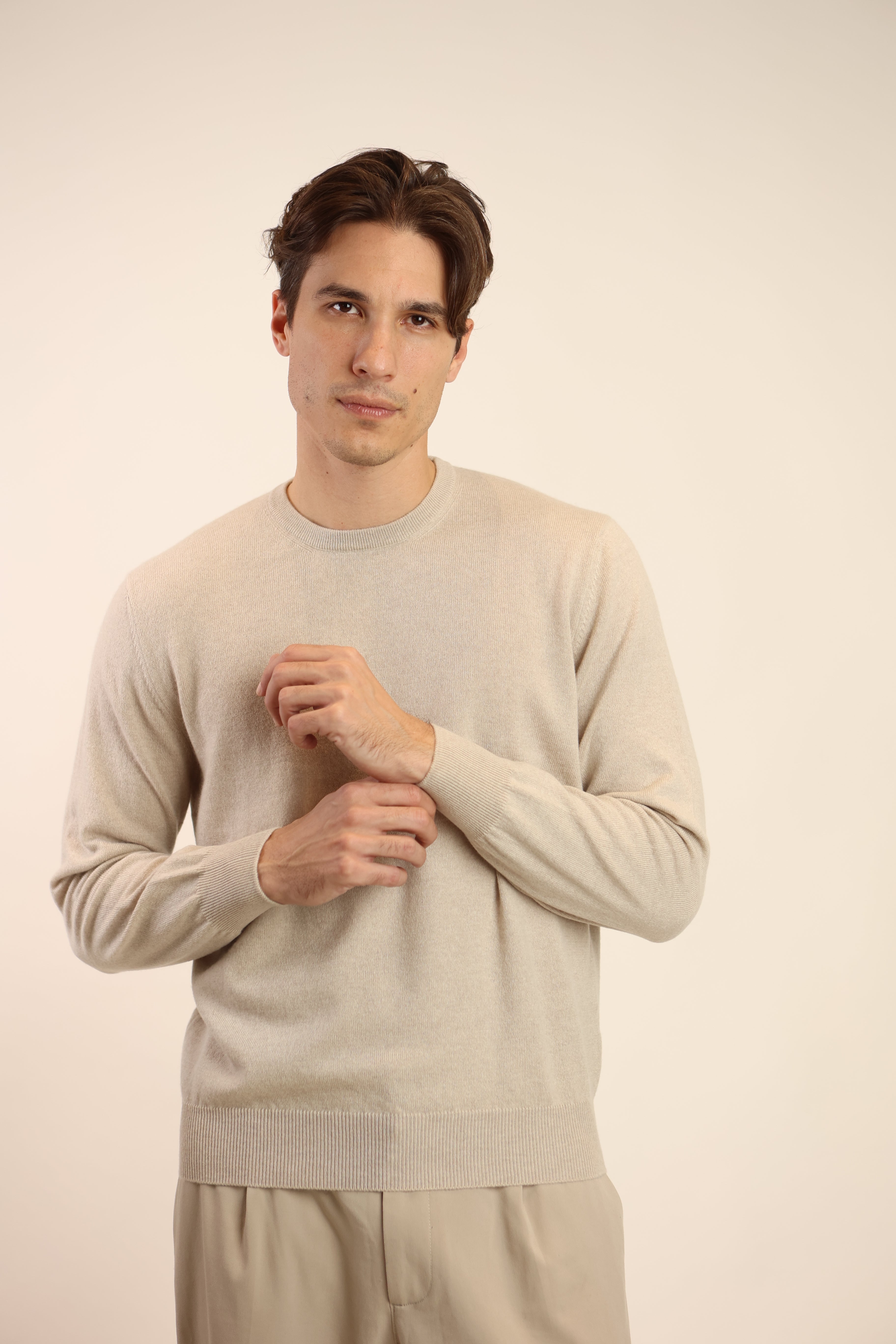 Maglia girocollo 1 filo in puro cashmere - Altex Cashmere