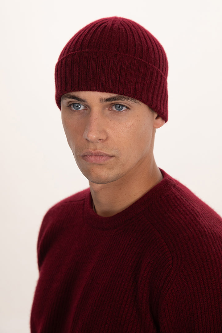 Cappello a coste in puro cashmere - Altex Cashmere