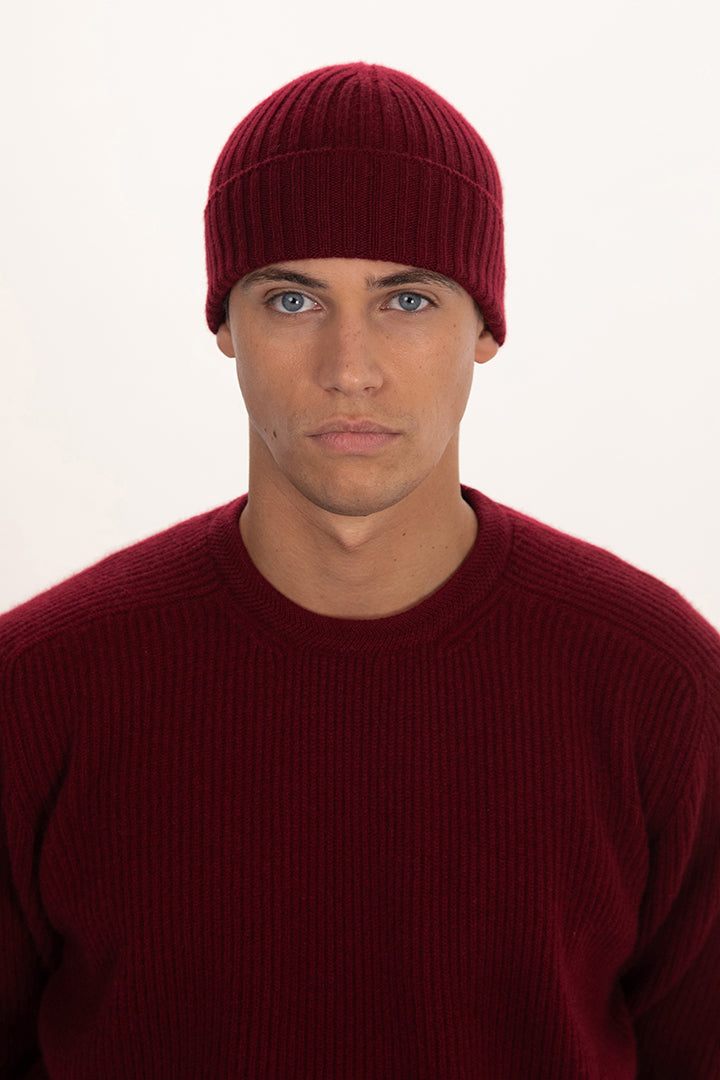 Cappello a coste in puro cashmere - Altex Cashmere