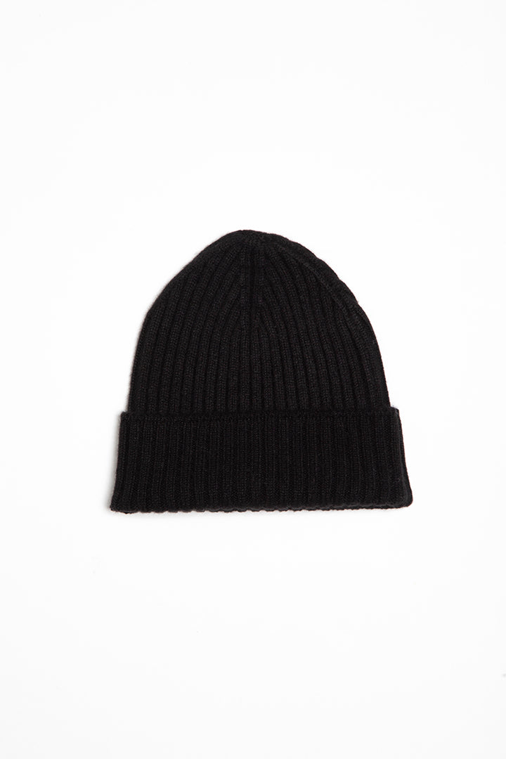 Cappello a coste 100% cashmere Nero