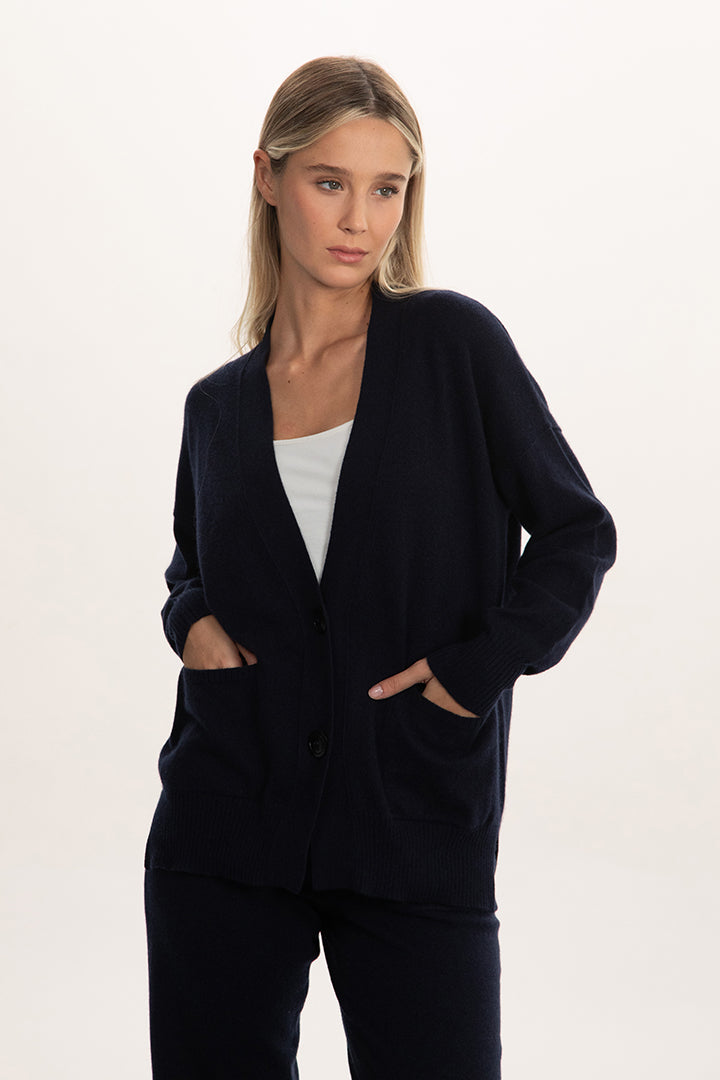 Cardigan scollo a V in puro cashmere - Altex Cashmere