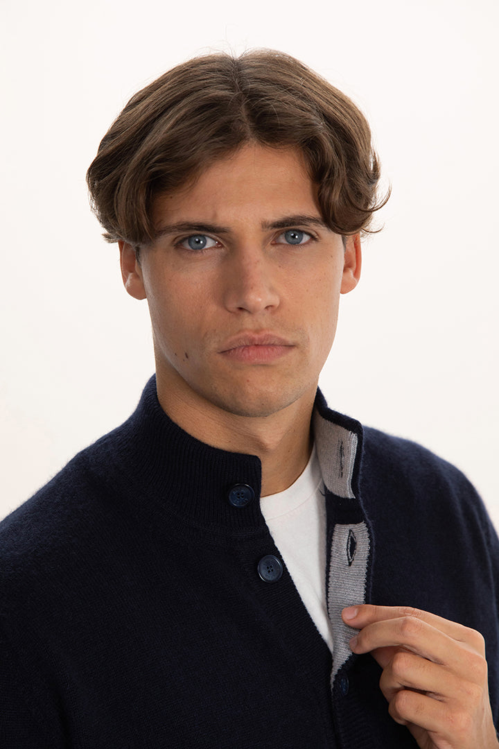 Cardigan doppio filo 100% cashmere con bottoni - Altex Cashmere