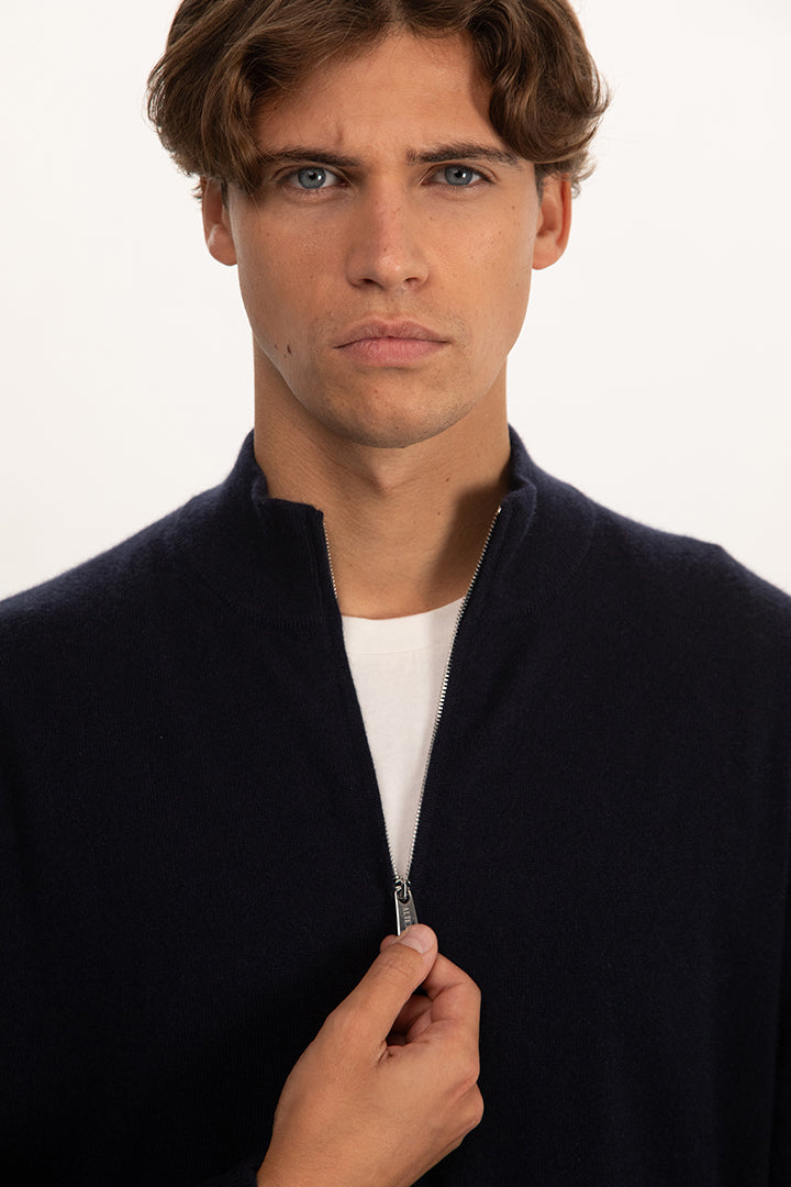 Cardigan con zip e tasche puro cashmere - Altex Cashmere